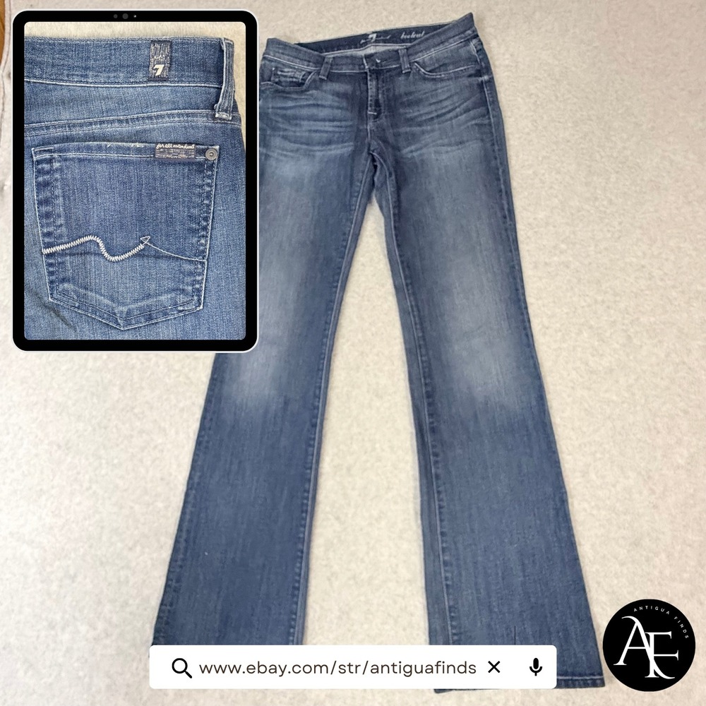 7 For All Mankind Womens Bootcut Jeans Medium Wash Stretch Denim Size 30